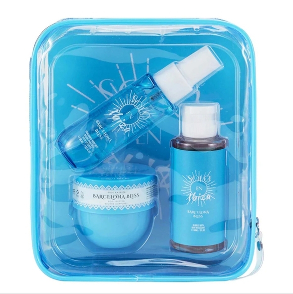 Soloenibiza Other - Solo EN lbiza-4PC Skincare Set & Zip Clear Case- (Barcelona Bliss 💙)